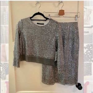 Zara Sequin Top and Pencil Skirt Set